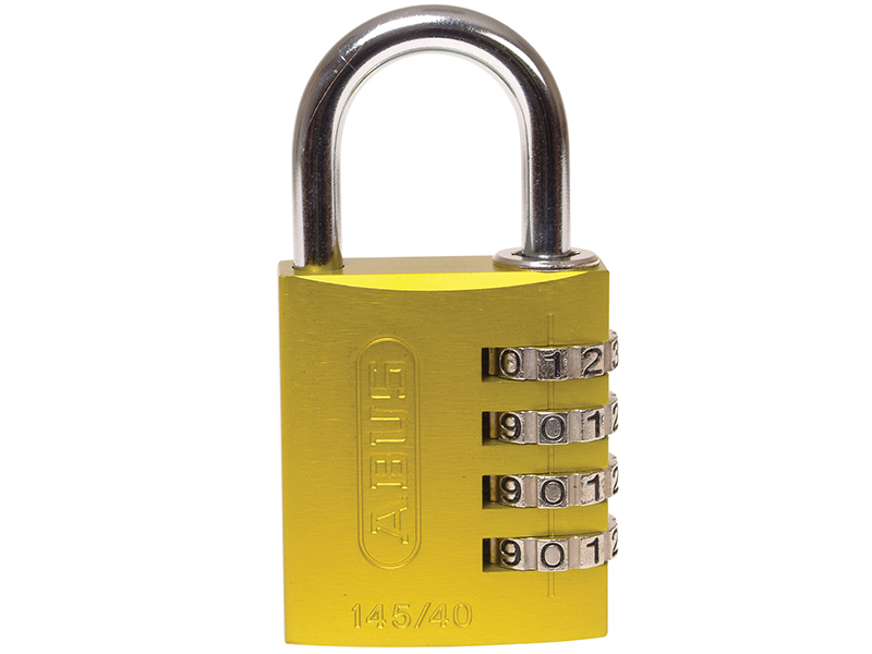 145/40 40mm Aluminium Combination Padlock Yellow 49535