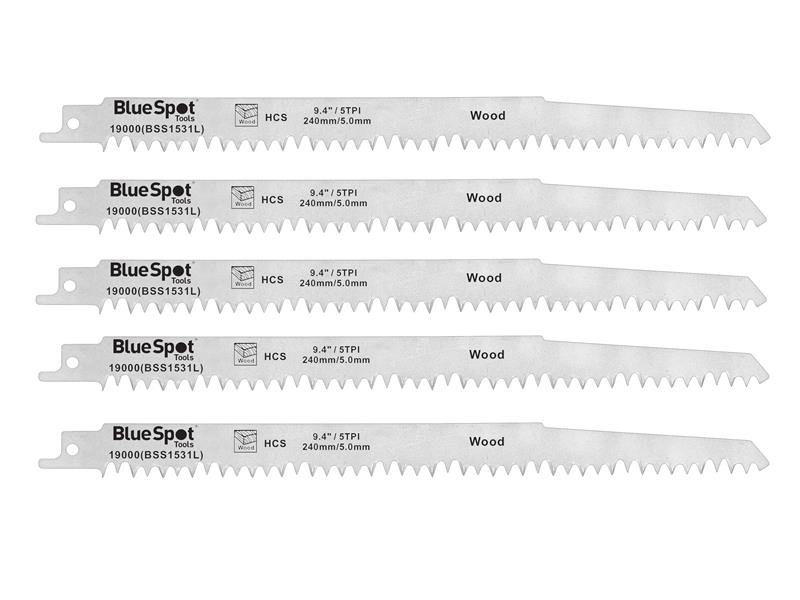 HCS Reciprocating Saw Blade 240mm x 5 TPI Pack of 5