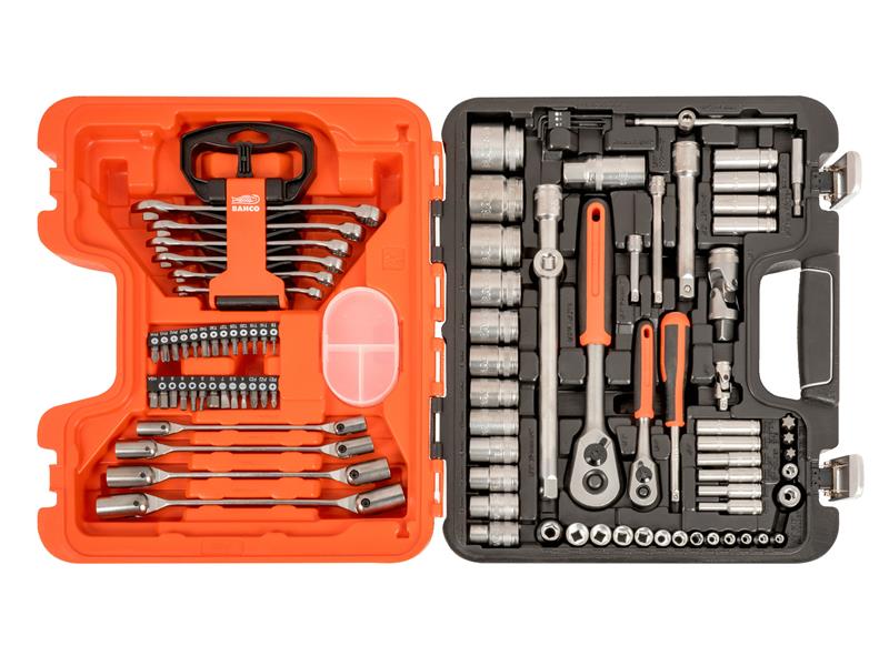 S910 1/4 & 1/2in Drive Socket & Spanner Set, 92 Piece