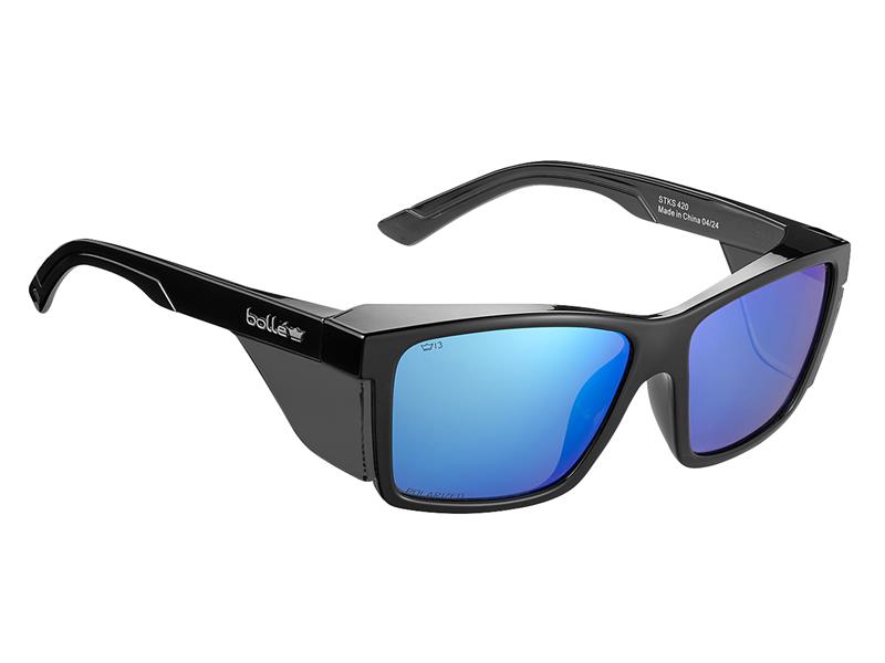 STKS 420 Black Gloss Frame Safety Glasses - Flash