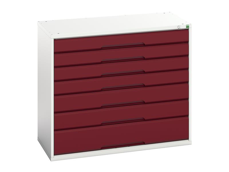 Verso 7 Drawer Cabinet 1050 x 900mm Crimson Red