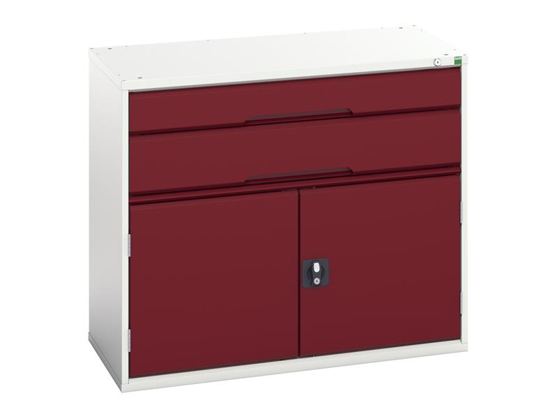 Verso 2 Drawer + Cupboard 900 x 1050mm Crimson Red