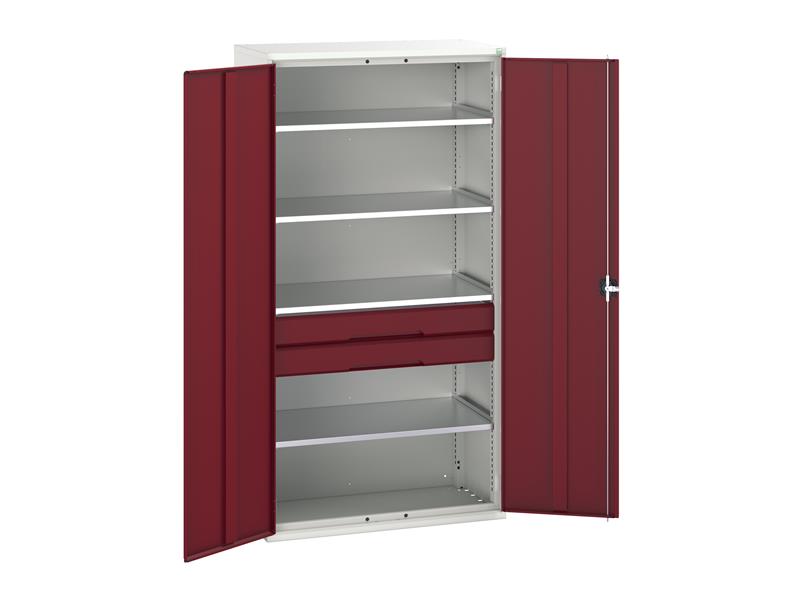 Verso Kitted Cupboard 4 Shelf + 2 Drawer 1050 x 2000mm Crimson Red