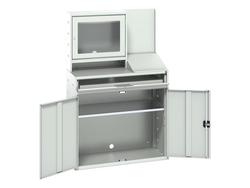 Verso Computer Cupboard 1050 x 550 x 1650mm Light Grey