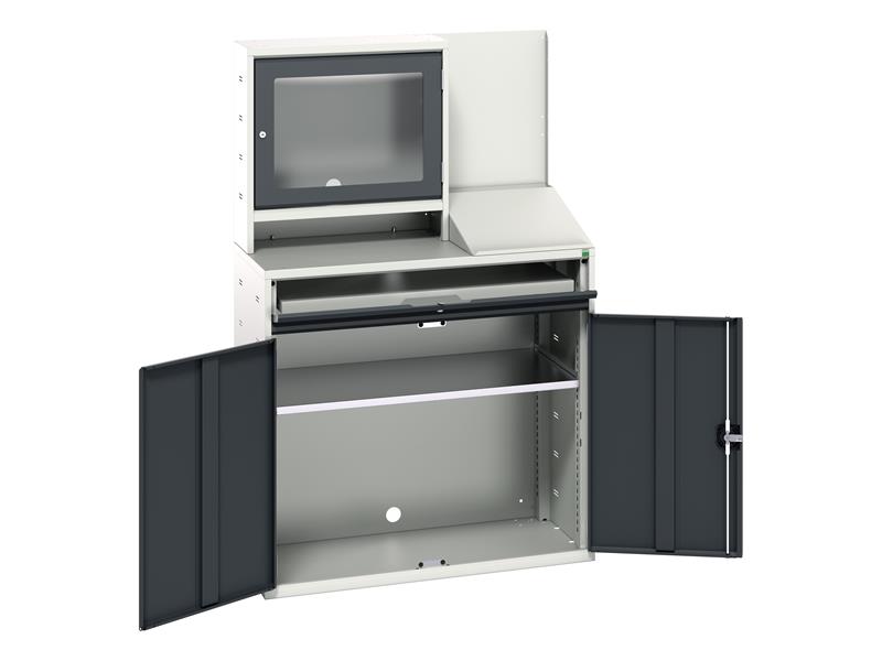 Verso Computer Cupboard 1050 x 550 x 1650mm Anthracite Grey