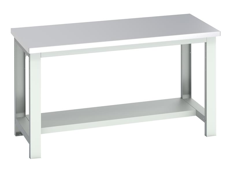 Cubio Bench with Half Shelf, Stainless Steel Clad Top 1500 x 750mm