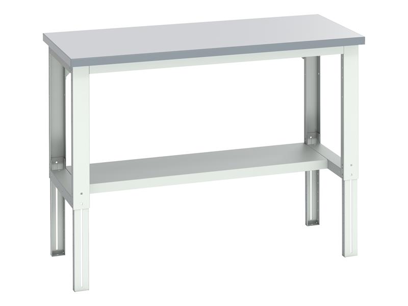 Cubio Adjustable Bench with Half Shelf, Laminate Top 1500 x 750mm