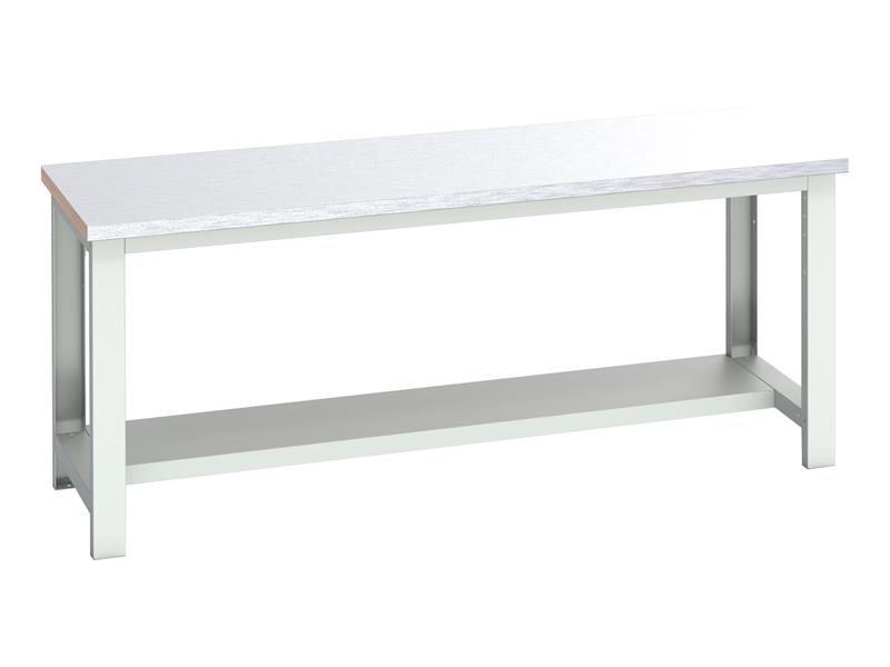 Cubio Bench with Half Shelf, Steel Clad Top 2000 x 750mm