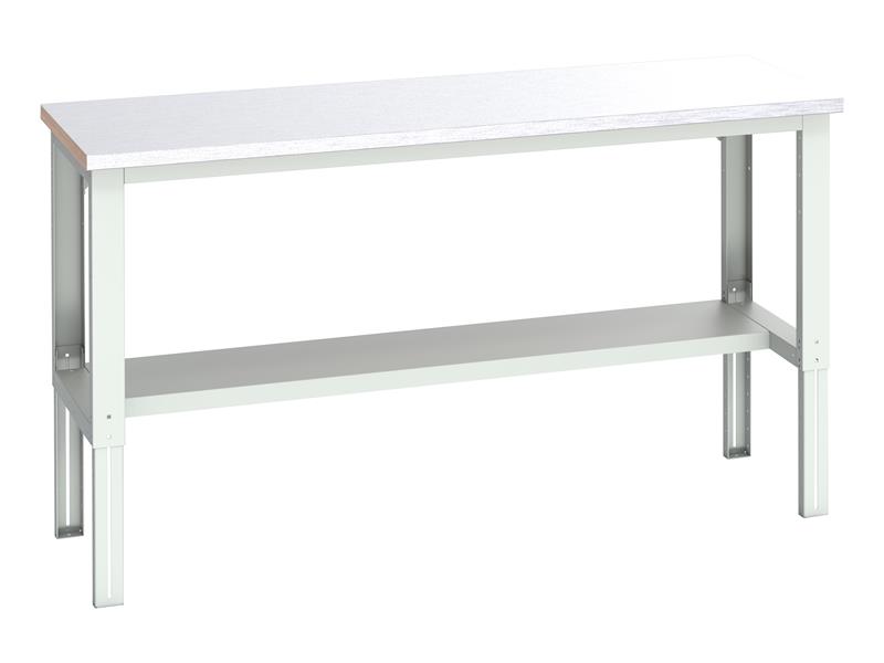 Cubio Adjustable Bench with Half Shelf, Steel Clad Top 2000 x 750mm