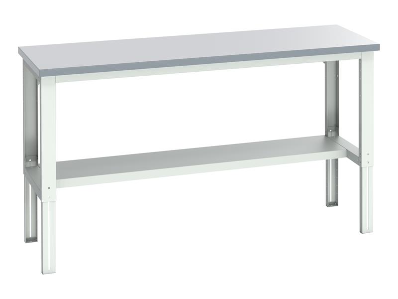 Cubio Adjustable Bench with Half Shelf, Laminate Top 2000 x 750mm