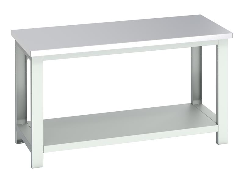 Cubio Bench with Shelf, Stainless Steel Clad Top 1500 x 750mm