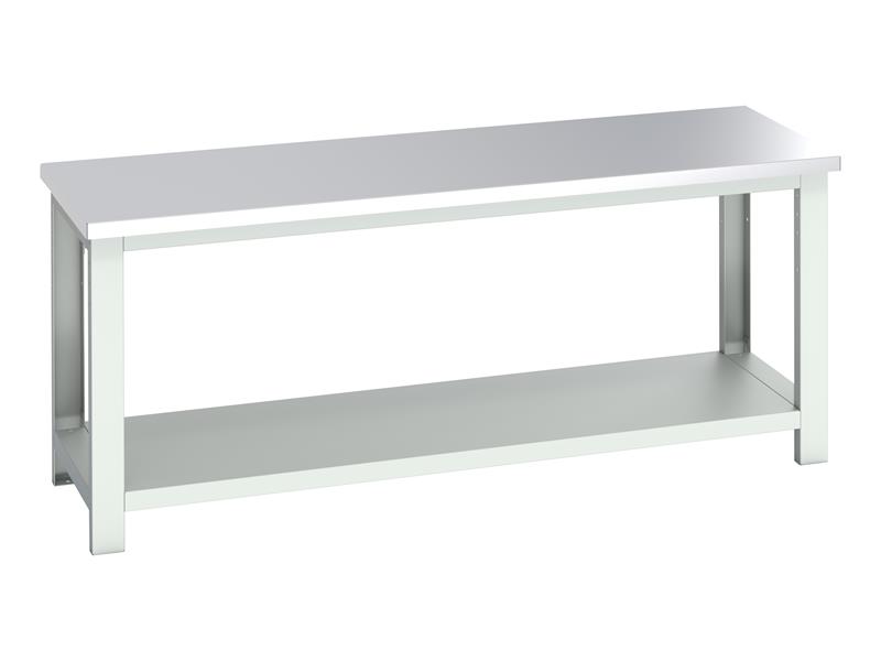 Cubio Bench with Shelf, Stainless Steel Clad Top 2000 x 750mm