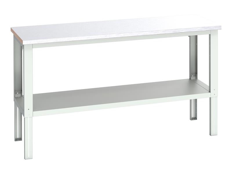 Cubio Adjustable Bench with Shelf, Steel Clad Top 2000 x 750mm
