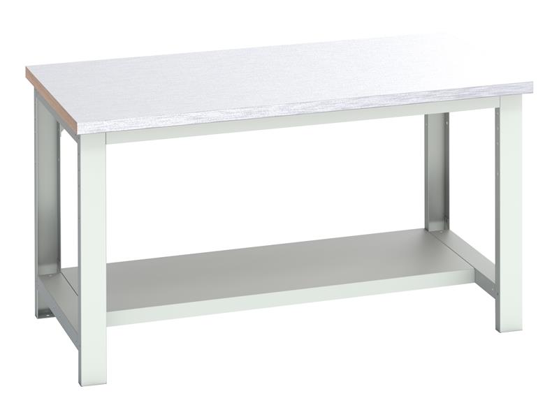 Cubio Bench with Half Shelf, Steel Clad Top 1500 x 900mm