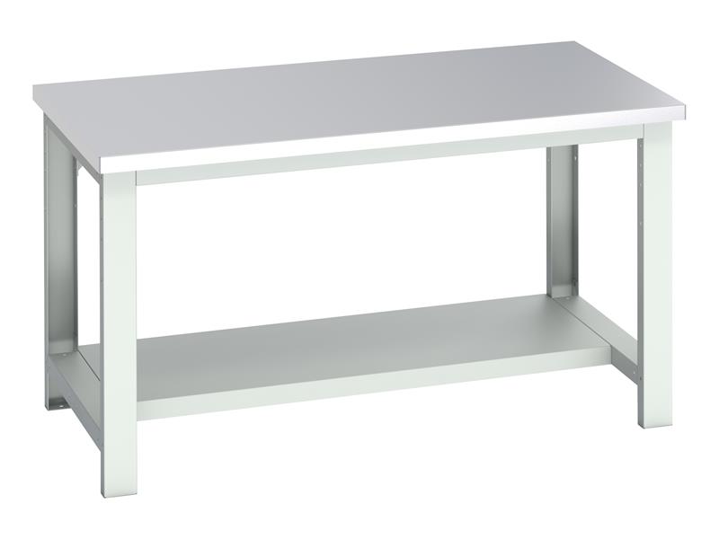 Cubio Bench with Half Shelf, Stainless Steel Clad Top 1500 x 900mm