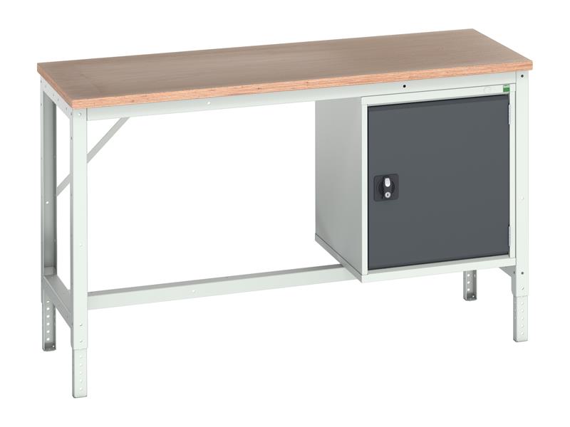 Verso Adjustable Bench with Cupboard, mpx Top 1500 x 600mm