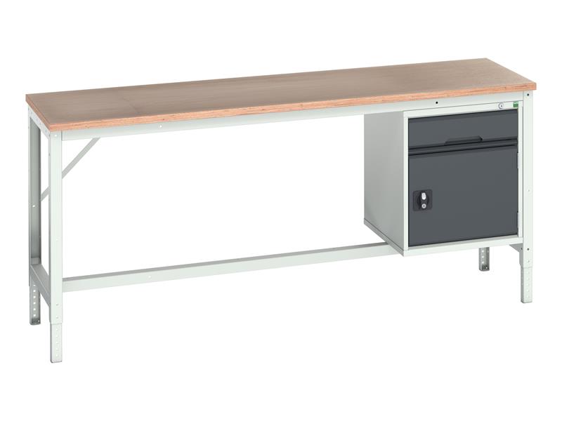 Verso Bench with Cupboard + Drawer, mpx Top 2000 x 600mm