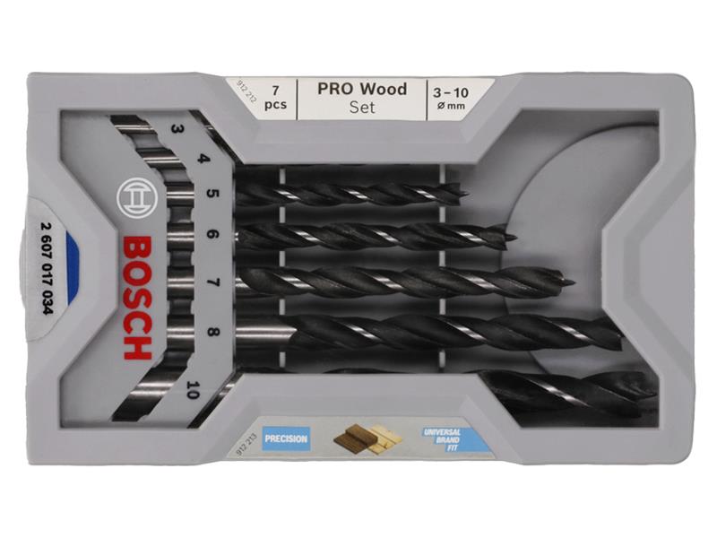 Professional Robust Line Brad Point Drill Bit Set, 7 Piece