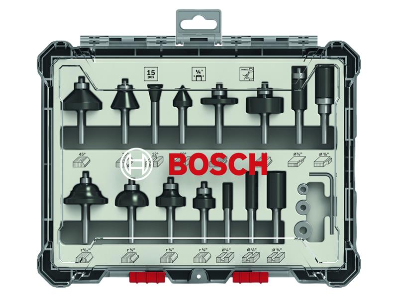 PRO Router Bit Mixed Set, 15 Piece