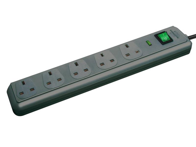 Eco-Line Extension Lead 240V 5-Gang 13A Anthracite 2m