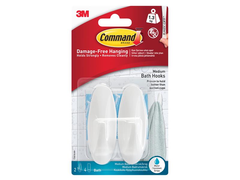 Medium Bathroom Hooks (Pack 2)