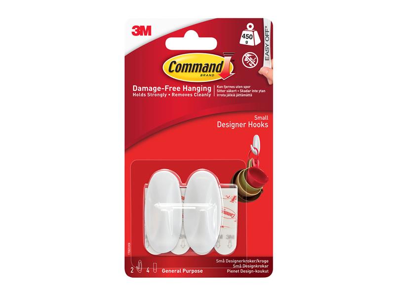 Small White Designer Hooks (Pack 2)