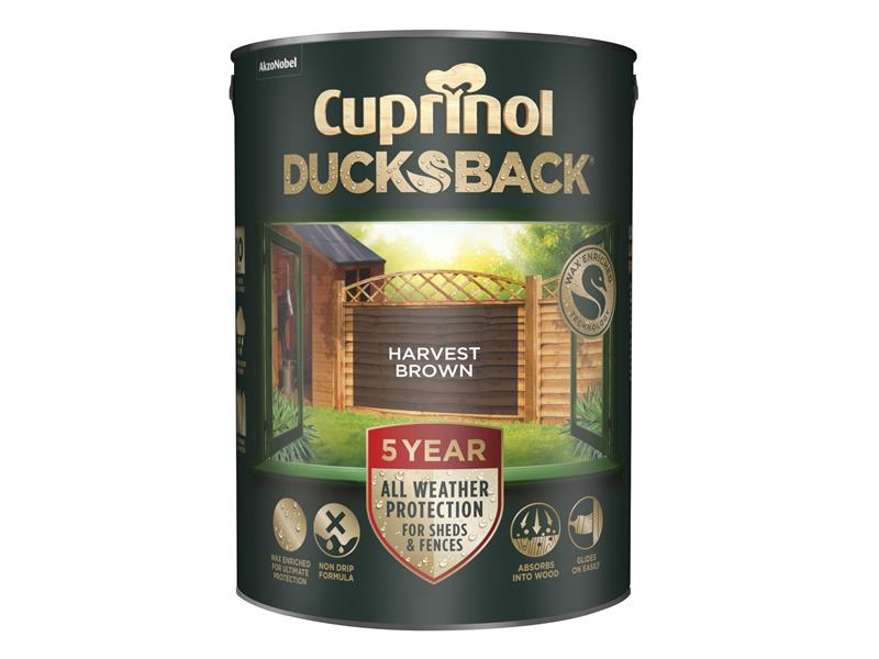 Ducksback 5 Year Waterproof for Sheds & Fences Harvest Brown 5 litre