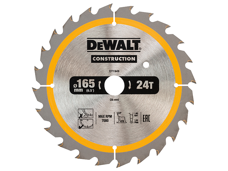 Cordless Construction Trim Saw Blade 165 x 20mm x 24T