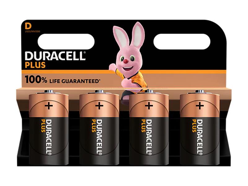 D Cell +100% Plus Power Batteries (Pack 4)