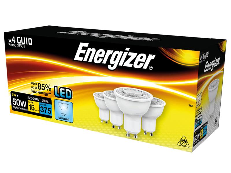 Energizer LED GU10 375 Lumens Daylight x 4 S14426