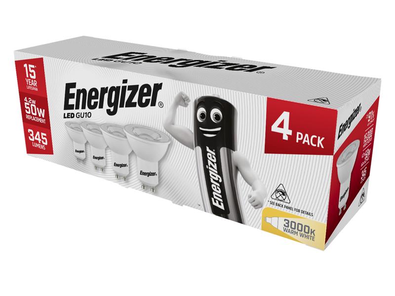 LED GU10 50? Non-Dimmable Bulb, Warm White 345 lm 4.2W (Pack 4)