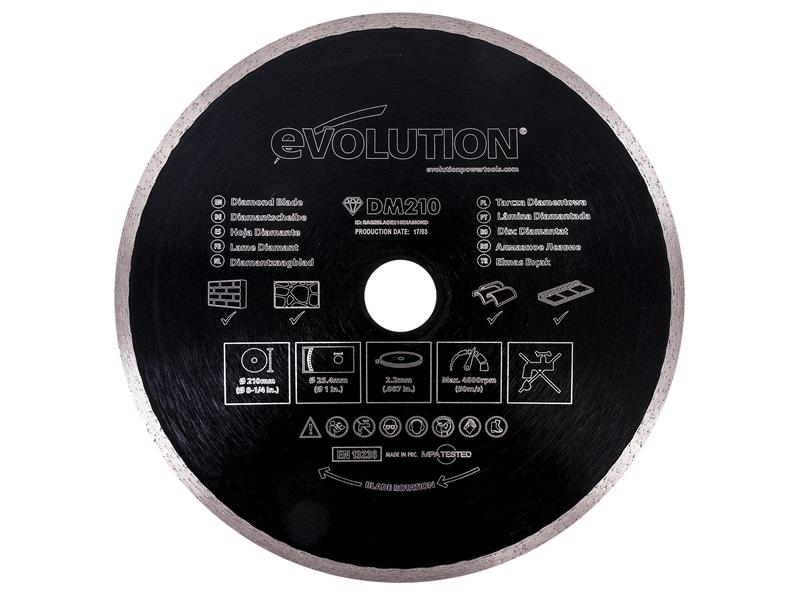 Diamond Blade, Continuous Rim 210 x 25.4mm