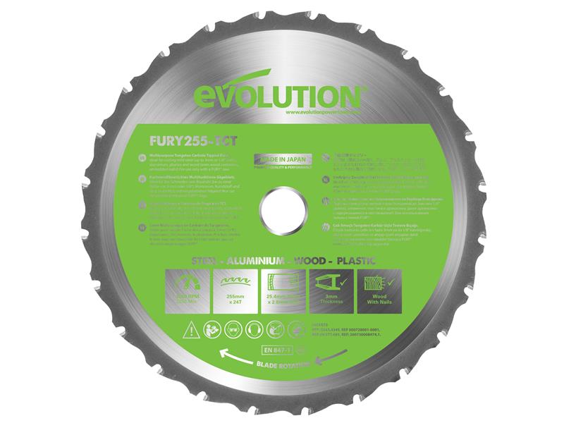 FURY(R) Multi-Purpose TCT Circular Saw Blade 255 x 25.4mm x 24T