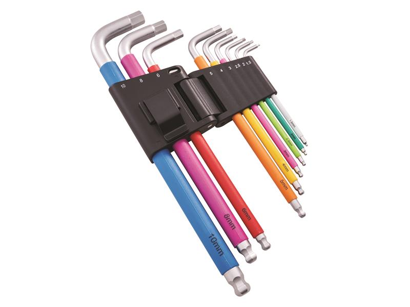Metric Multicoloured Hex Key Set, 9 Piece