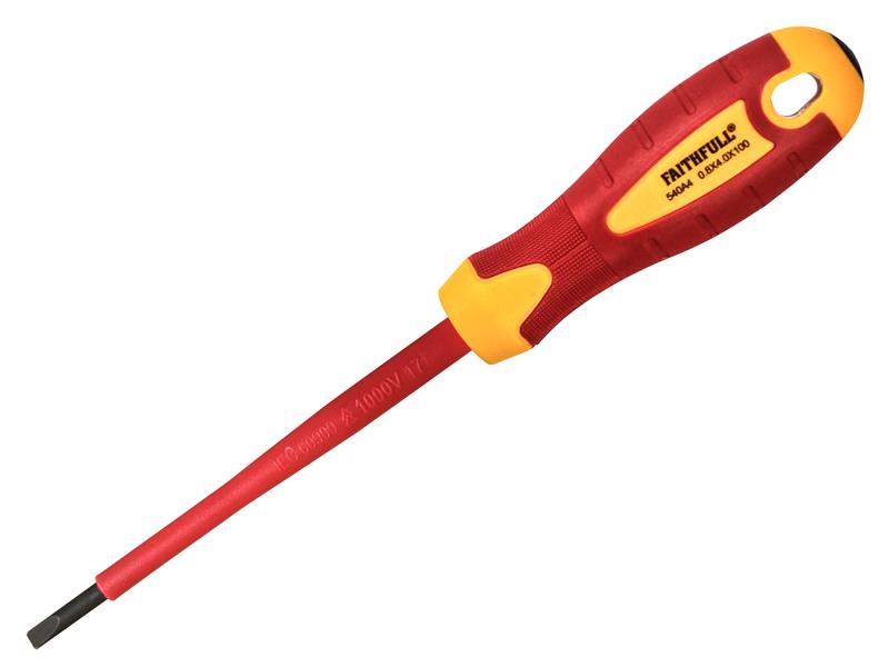 VDE Soft Grip Screwdriver Parallel Slotted Tip 4.0 x 100mm