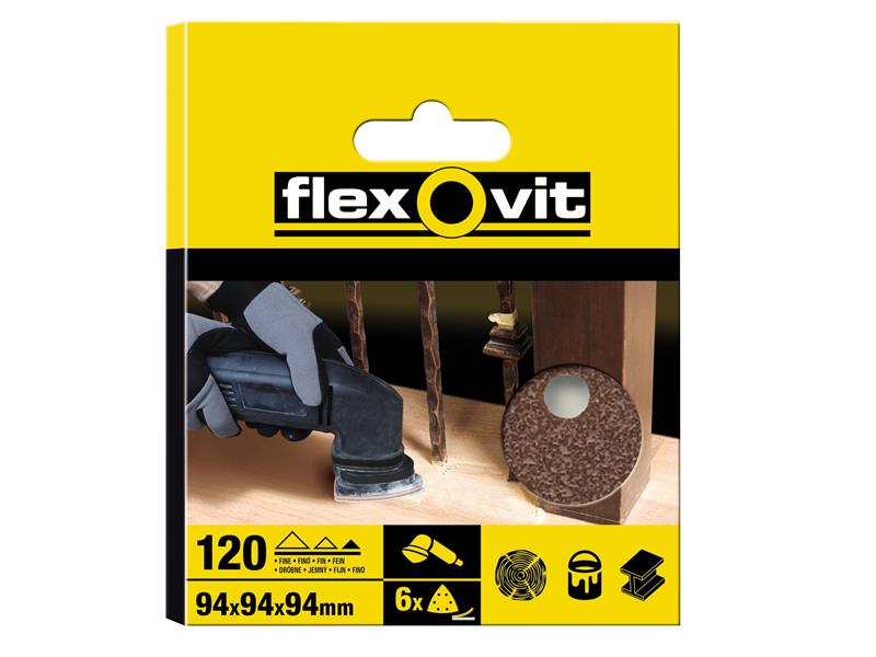 Delta Hook & Loop Sanding Sheet 94mm Fine 120G (Pack 6)