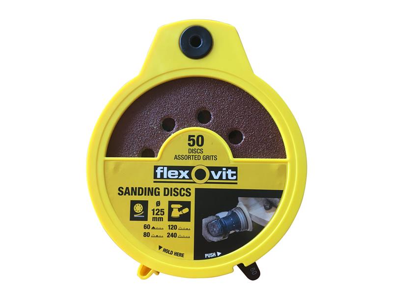 Hook & Loop Sanding Disc 125mm Assorted (Dispenser 50)