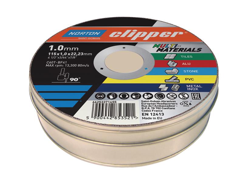 Clipper(R) Multi-Materials Cutting Discs 115 x 22.23mm (Tin of 10)