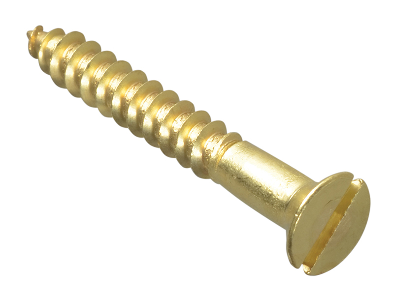 Wood Screw Slotted CSK Brass 1.1/2in x 10 ForgePack 8