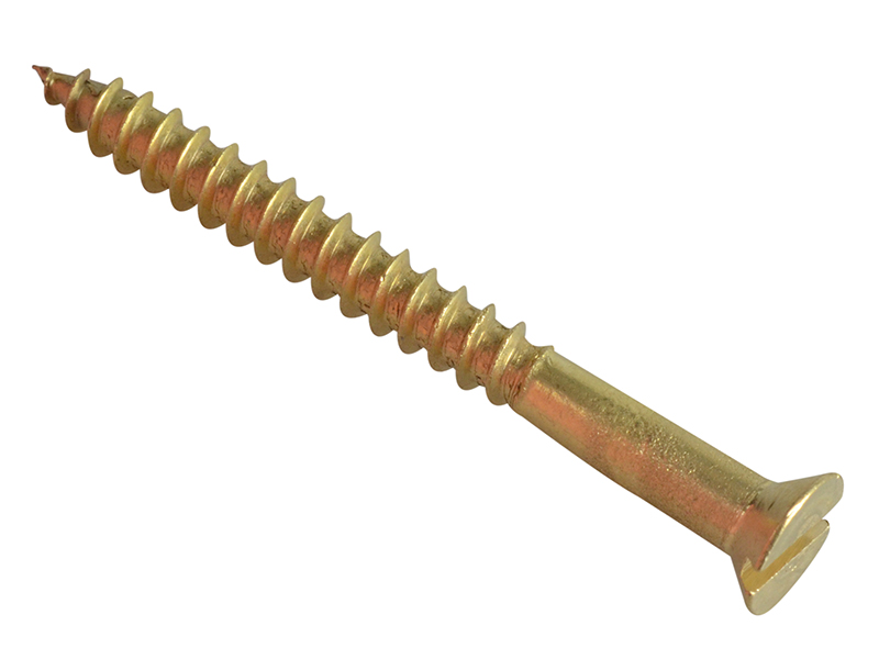Wood Screw Slotted CSK Brass 1.1/2in x 6 ForgePack 12