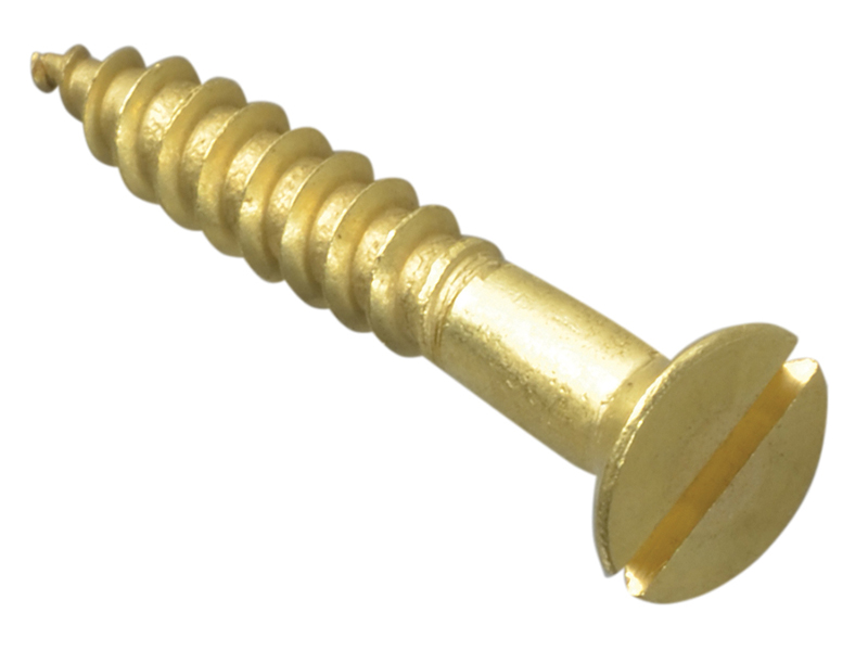 Wood Screw Slotted CSK Brass 1.1/4in x 10 ForgePack 10