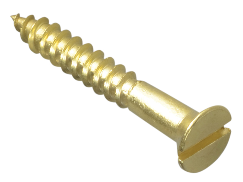 Wood Screw Slotted CSK Brass 1.1/4in x 8 ForgePack 12