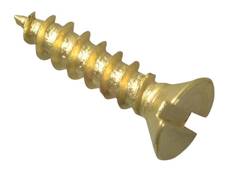Wood Screw Slotted CSK Brass 1/2in x 4 ForgePack 60