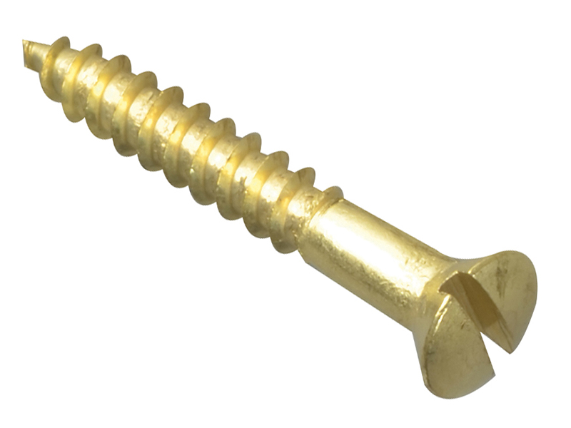 Wood Screw Slotted CSK Brass 1in x 6 ForgePack 20