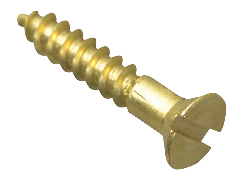 Wood Screw Slotted CSK Brass 5/8in x 4 ForgePack 50