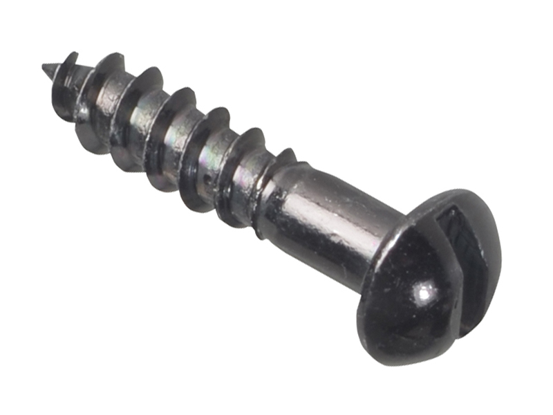 Wood Screw Slotted Round Head ST Black Japanned 3/4in x 8 ForgePack 25