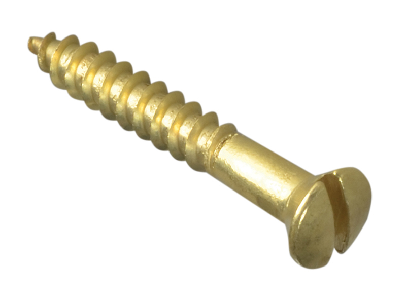 Wood Screw Slotted Raised Head Solid Brass 1in x 6 ForgePack 20