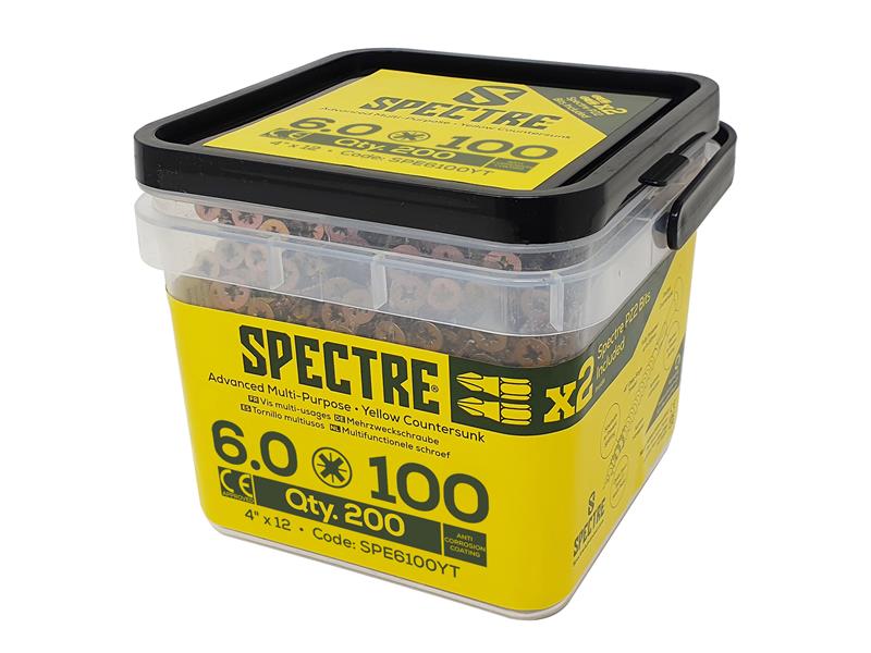 Spectre(TM) PZ Compatible Wood Screw CSK ZYP 6.0 x 100mm Tub 200