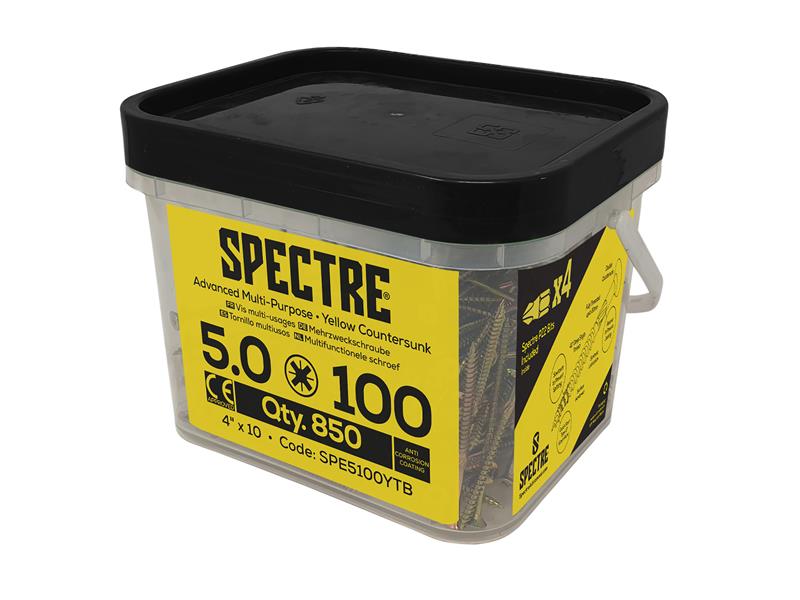 Spectre(TM) PZ Compatible Wood Screw CSK ZYP 5.0 x 100mm Mega Tub 850