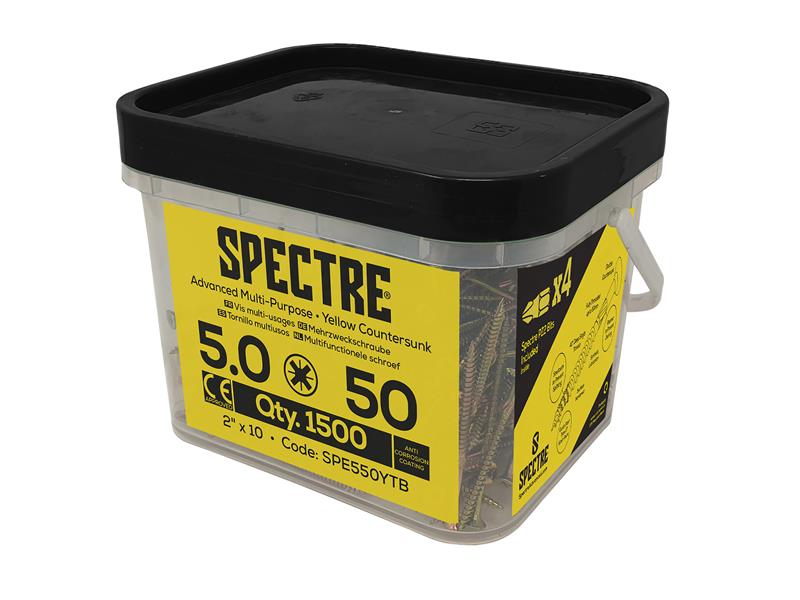 Spectre(TM) PZ Compatible Wood Screw CSK ZYP 5.0 x 50mm Mega Tub 1500